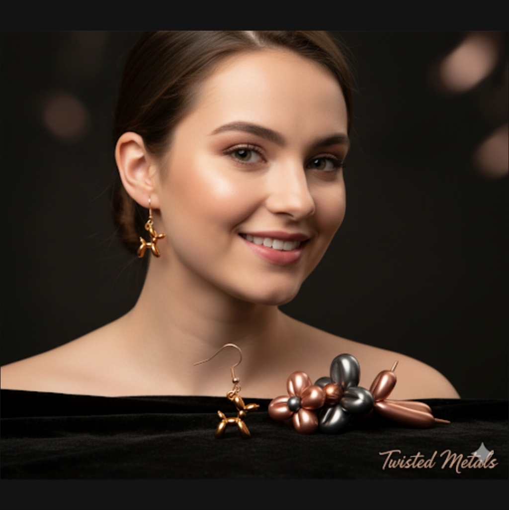 Gold Dangle Balloon Animal Earrings